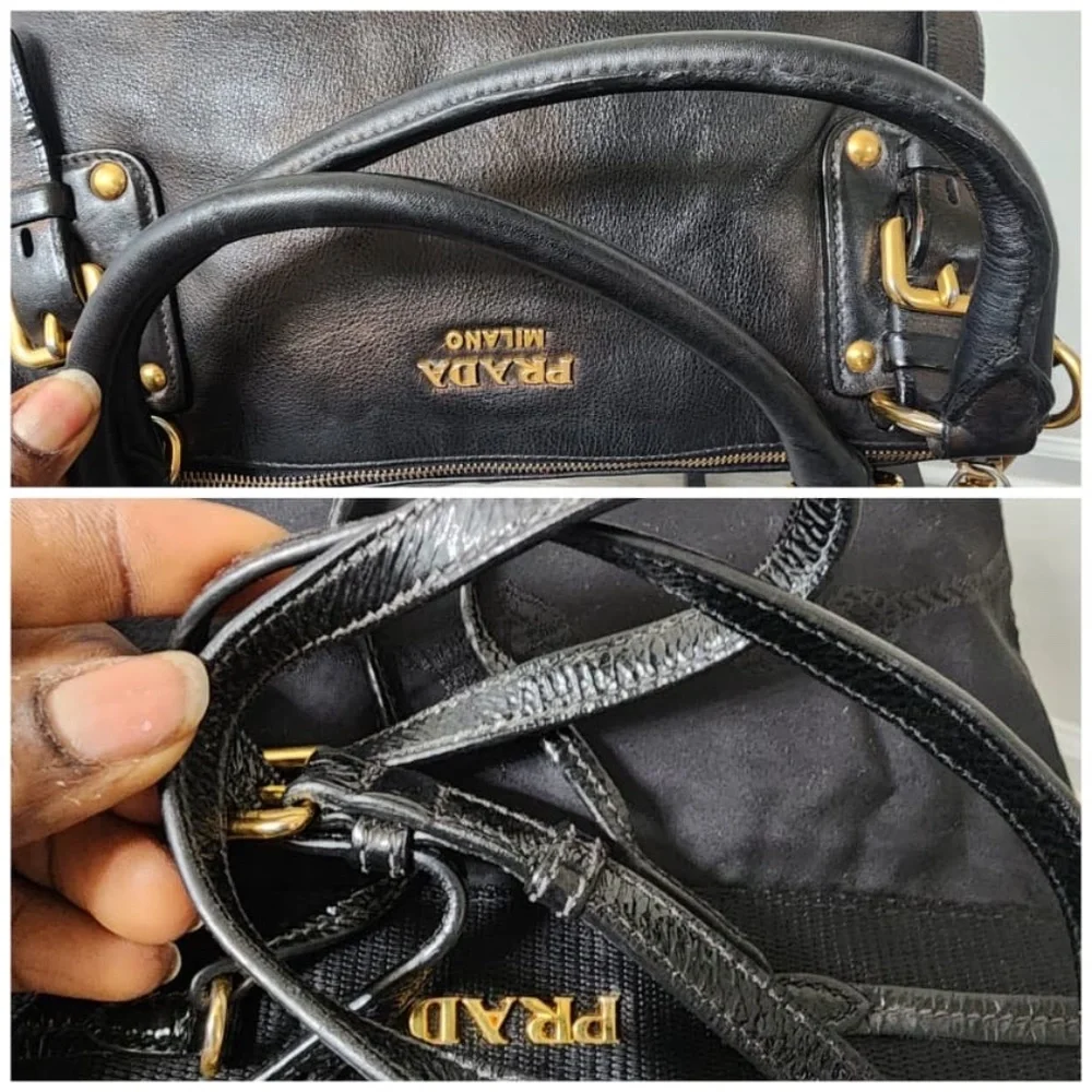 Authentic Prada Soft Calfskin Leather Satchel Bag iridescent